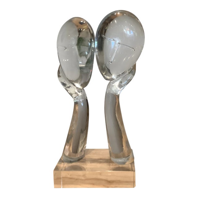 Loredano Rosin Murano Glass Sculpture “Two Faces” For Sale