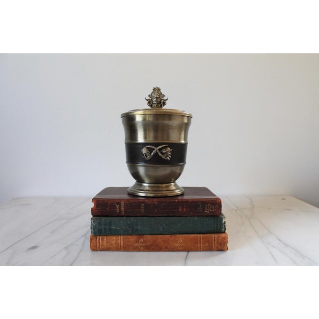 Traditional Vintage Leather & Pewter Humidor For Sale - Image 3 of 14