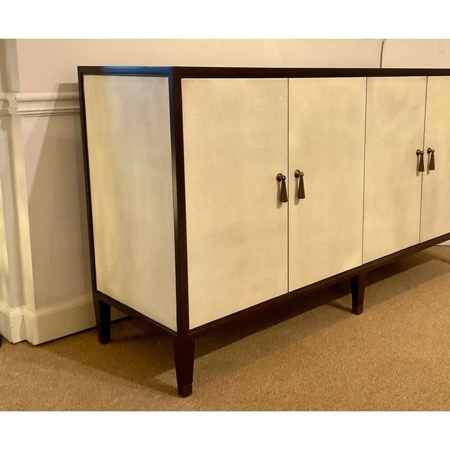 Currey & Company Currey & Co. Modern Ivory Faux Shagreen Evie Credenza For Sale - Image 4 of 8