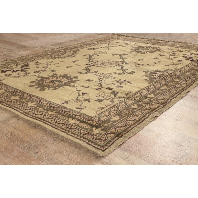 Vintage Turkish Oushak Rug- 05'08 X 07'10 For Sale - Image 9 of 12
