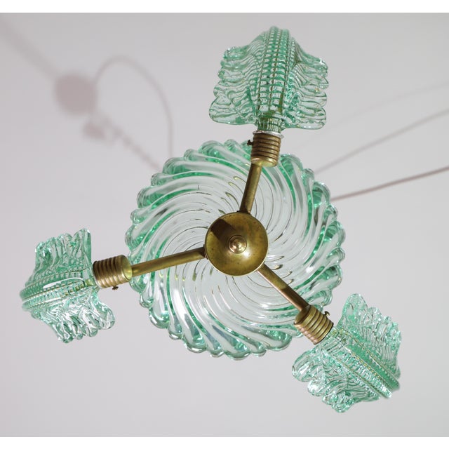 1950s Extra Rare Green Acquamarine Art Deco Barovier E Toso Chandelier For Sale - Image 14 of 16