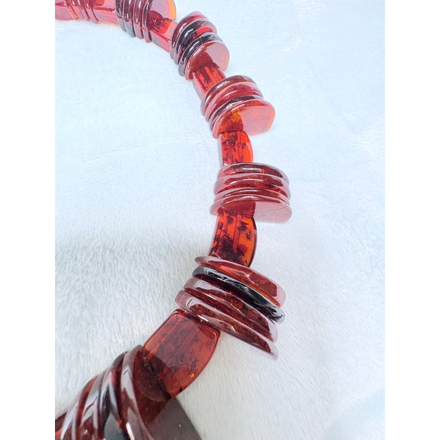 Brown Vintage Baltic Amber Slab Necklace | 53.3g Hand‑Cut Cognac Amber | Sterling Clasp For Sale - Image 8 of 18