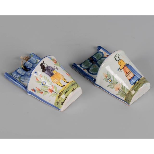 Ceramic 19th Century French Faience Bénitier, or Wall Pocket, Hand-Painted For Sale - Image 7 of 10