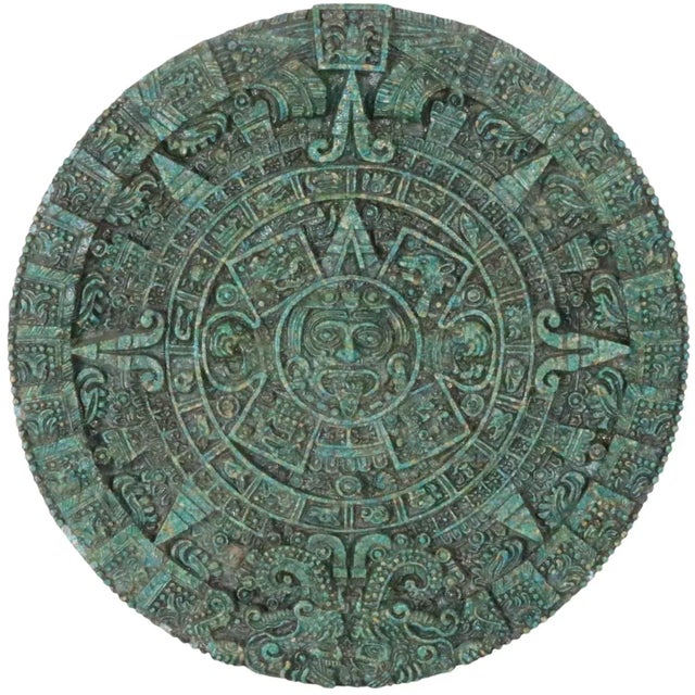 Vintage Aztec Mayan Sun Stone Calendar, Circa 1970's For Sale - Image 4 of 8