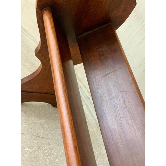 Wood Wood Carved Early 20th Century Readers Table With Book Shelf, Trestle Side Table, Stand For Sale - Image 7 of 11