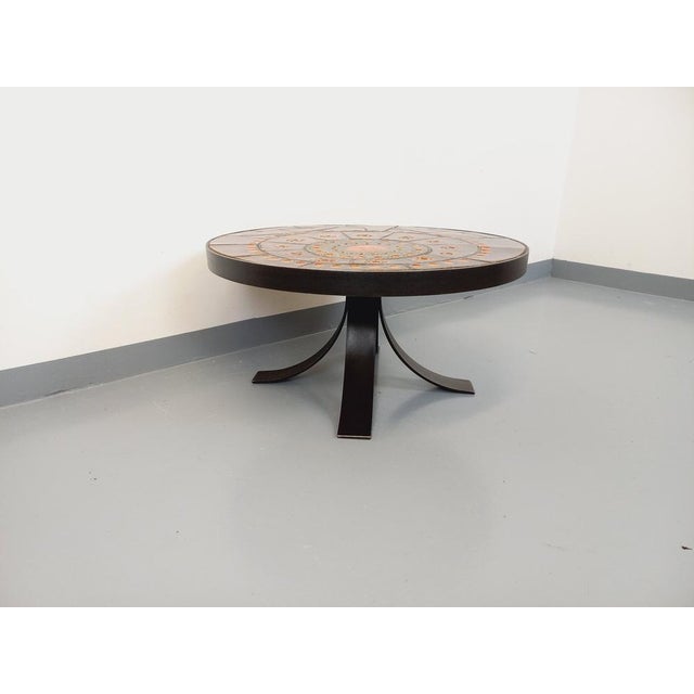 Vintage Round Coffee Table in Ceramic and Steel, 1960s For Sale - Image 14 of 16