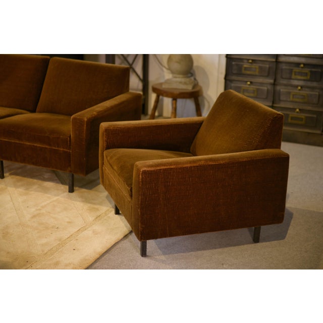 Brown Brown Velvet Sofa and Chairs, 1960s, Set of 3 For Sale - Image 8 of 17