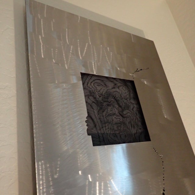 Mark Hilley Stainless Steel 48x20 Face Profile Wall Sculpture Santa Barbara 2000 For Sale - Image 11 of 13