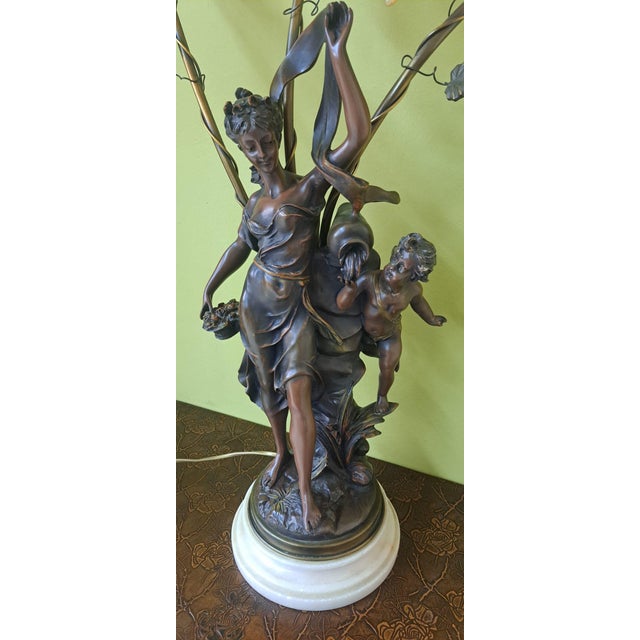 Glass Vintage Table Lamp with Sculptures, 1975 For Sale - Image 7 of 9