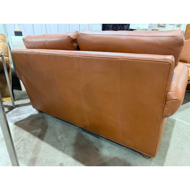 Mid-Century Modern Ethan Allen Rust Leathter "Conor" Loveseat For Sale - Image 3 of 5