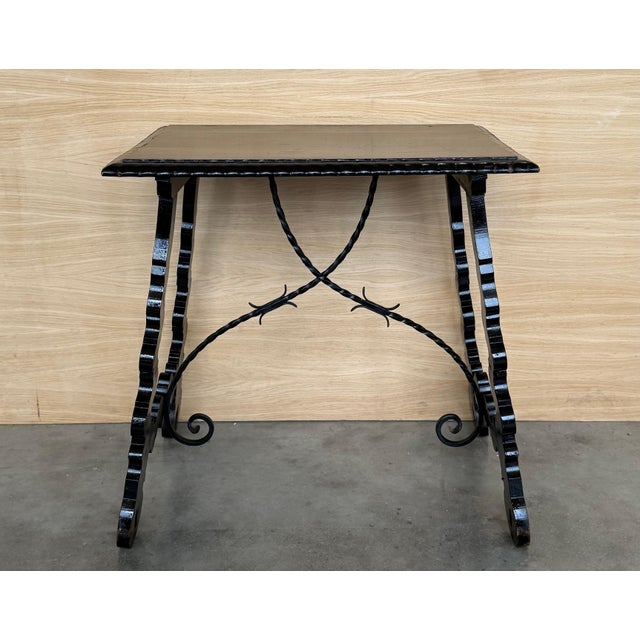 19th Century Ebonized Baroque Spanish Side Table with Lyre Legs For Sale - Image 16 of 18