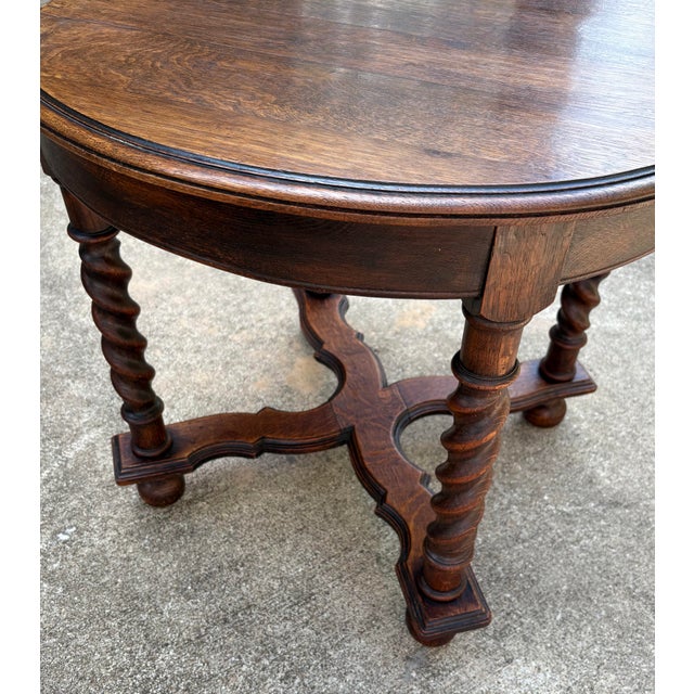 Brown Vintage English Barley Twist Round Side Table For Sale - Image 8 of 11