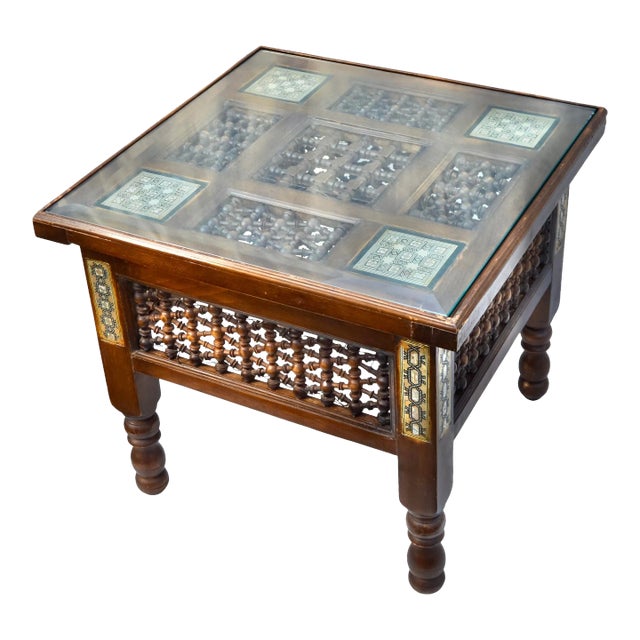 Early 20th-Century Moorish-Patterned Mother-Of-Pearl Side Table For Sale