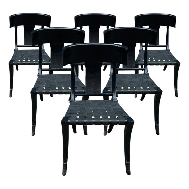 1980s Vintage Klismos Dining Chairs - Set of 6 For Sale