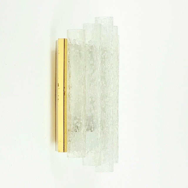 Doria Leuchten Germany 1960s Mid-Century Modern Ice Glass Wall Lights/Sconces From Doria Leuchten For Sale - Image 4 of 11