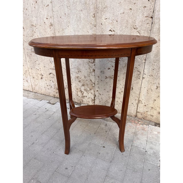 Side Table with Oval Lower Shelf, 1920s For Sale - Image 4 of 7