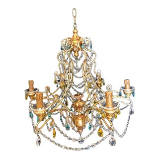 Neoclassical Handcrafted Italian Gilt Metal and Crystal Chandelier by Alba Lamp For Sale