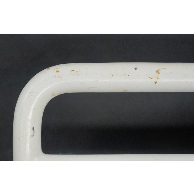 Vintage French White Enameled Cast Iron Double Towel Rack For Sale In New York - Image 6 of 8