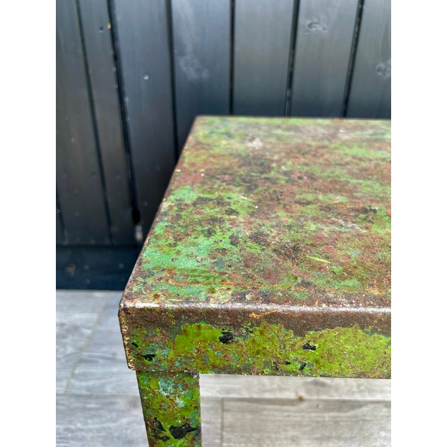 Metal Side Table with Green Patina For Sale - Image 11 of 13
