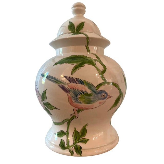 Vintage Italian Bird and Butterfly Ginger Jar For Sale - Image 4 of 13