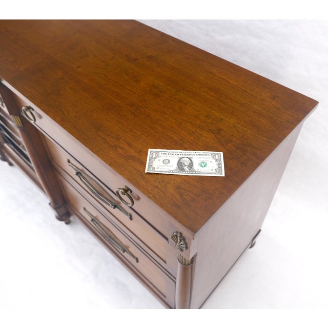 c1970s Regency Revival 9 Drawers Turned Legs Credenza Dresser Brass Pulls MINT! For Sale - Image 12 of 14