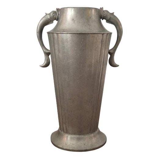 Vintage Swedish Pewter Vase by Herman Bergman, 1930s For Sale