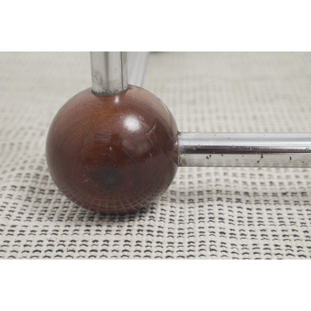 Mid-Century Modern Atomic Side Table in Chrome, Glass, and Wood Sphere Joints, 1970s For Sale - Image 17 of 18
