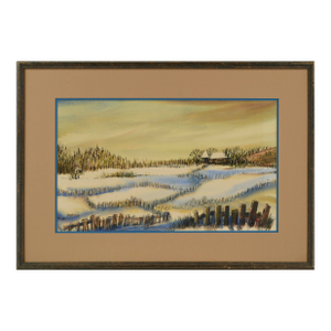 Mid Century Winter Farm Landscape by Ingeborg Christensen