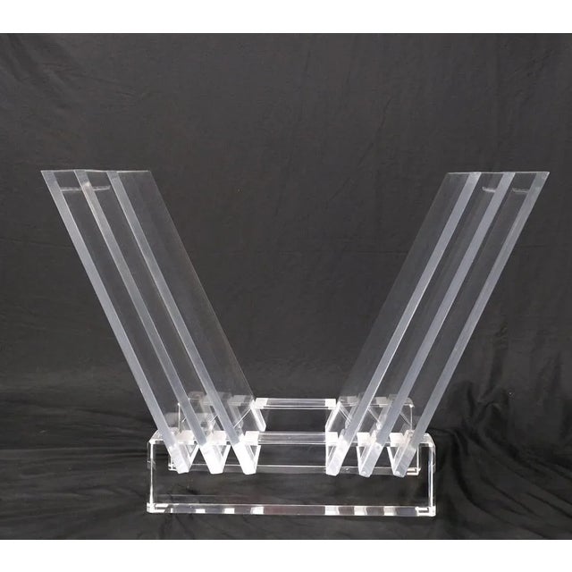 Folding Collapsible Lucite Base Glass Top Mid-Century Modern Dining Table For Sale - Image 11 of 13