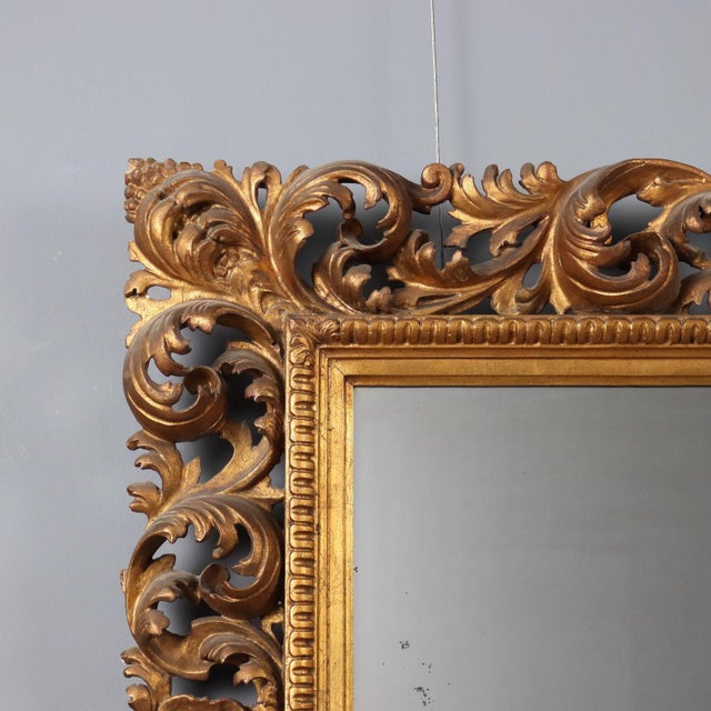 Baroque Style Carved and Gilded Mirror For Sale - Image 4 of 10