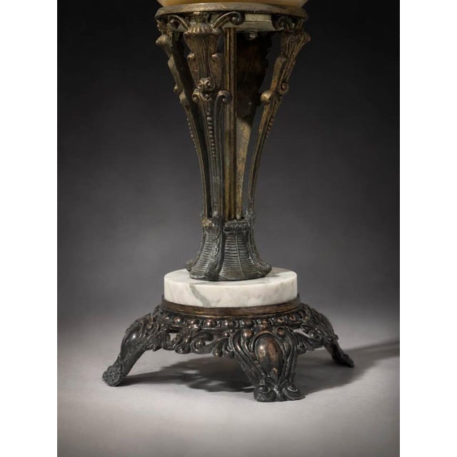 Ornate Gold Glass Table Lamp With Antique Bronze-Tone Base, 37” For Sale - Image 4 of 8