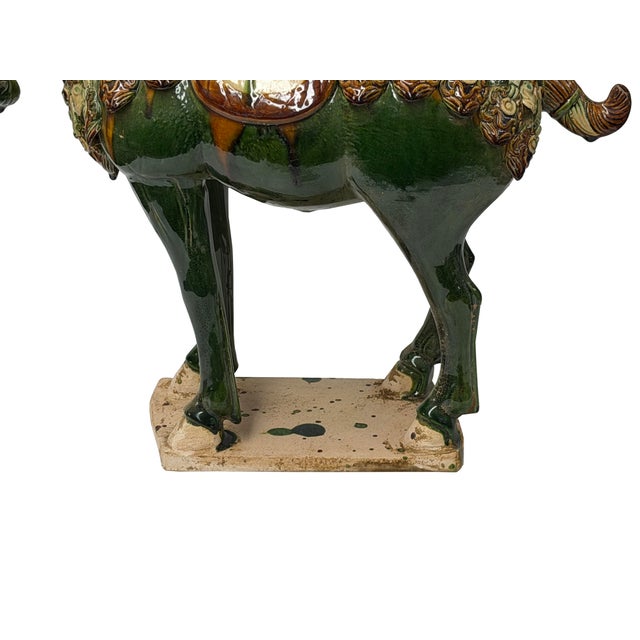 Oriental Ceramic Sancai Green Brown Beige Fengshui Artistic Figure For Sale - Image 10 of 11