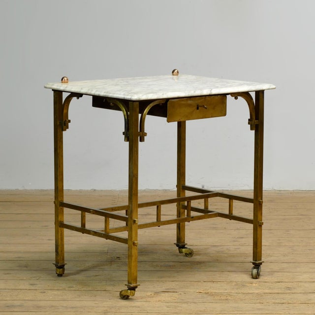 Small Brass Table with Marble Top, 1910s For Sale - Image 17 of 17