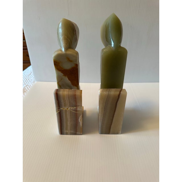 Vintage Solid Onyx Carved Book Ends For Sale - Image 4 of 8