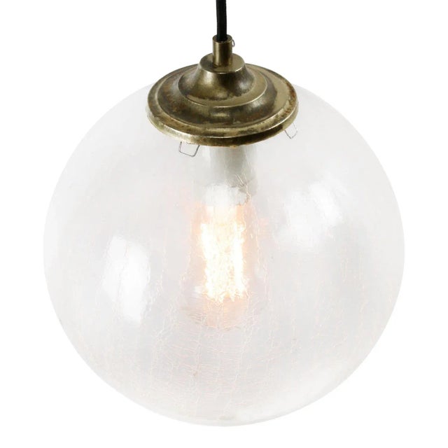 Mid-Century Brass Globe Pendant Lamp For Sale - Image 4 of 6