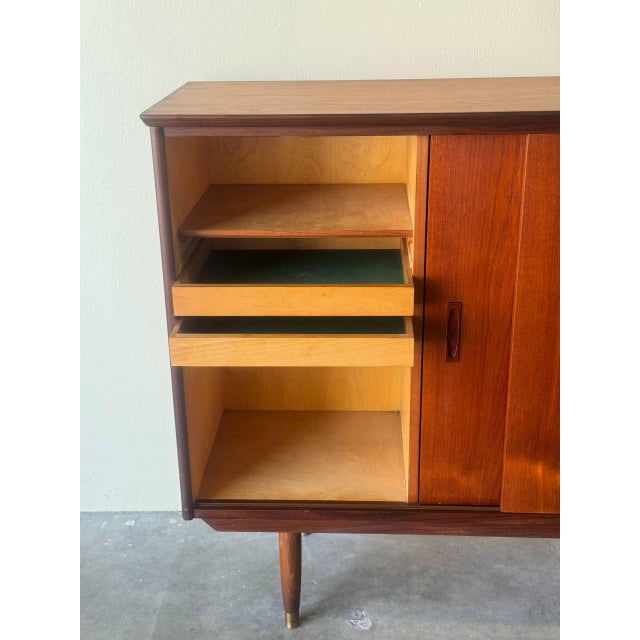 1960s Danish Teak Credenza - Mid Century Modern Sideboard With Sliding Doors & Pull-Out Trays For Sale - Image 10 of 10