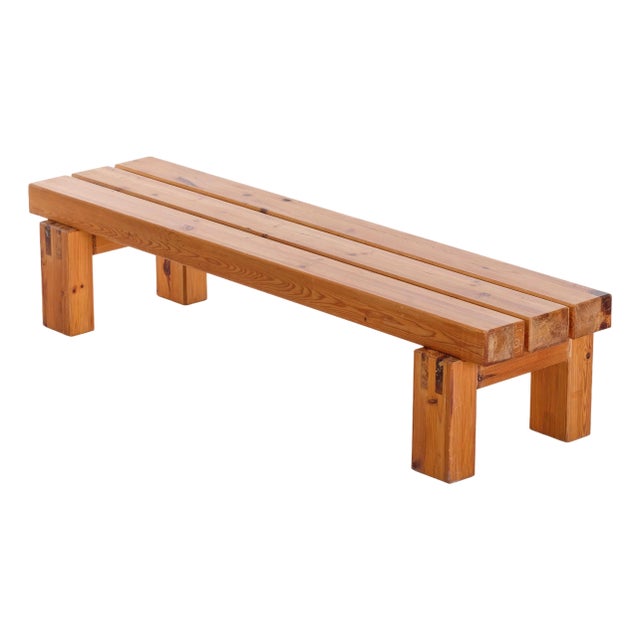 Long Swedish Bench in Pine, 1970s For Sale