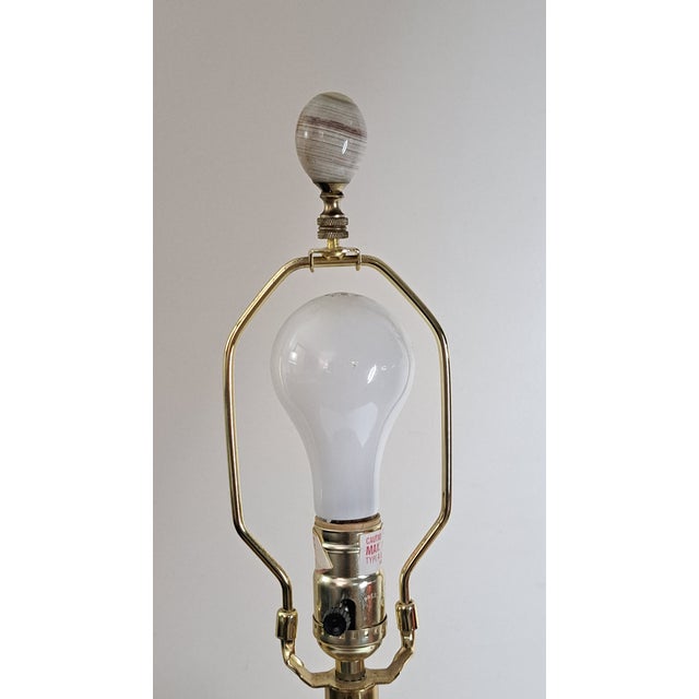 Vintage Banded Onyx Marble Urn Table Lamp With Stone Finial For Sale - Image 9 of 13