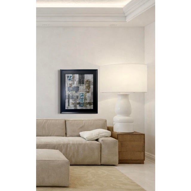 This original mixed-media abstract painting by J. Kent Martin is inspired by aerial views of farmland and the ordered...