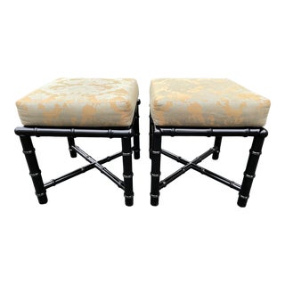 Pair of Mid-Century Faux Bamboo Benches For Sale