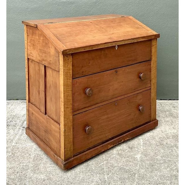 Tan Vintage Tiger Maple Butlers Desk For Sale - Image 8 of 12