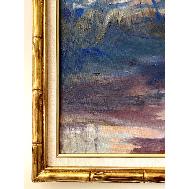 Burgundy Late 20th Century Modern Impressionist Oil on Canvas of Burying Hill Beach, Westport, Connecticut For Sale - Image 8 of 14