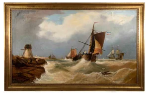 Unknown, Stormy Sea, Oil on Canvas, Mid-19th Century, Framed