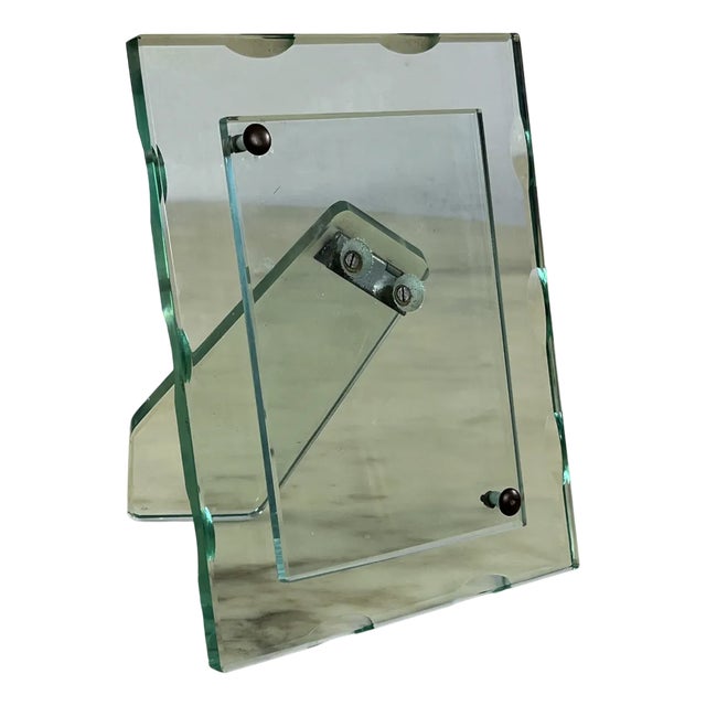 Mid-Century Nile Green Chiselled Murano Glass Photo Frame in the style of Pietro Chiesa for Fontana Arte, 1960s For Sale