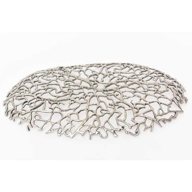 Donna Karan for Lenox Abstract Coral Silver Oval Tray For Sale - Image 10 of 11