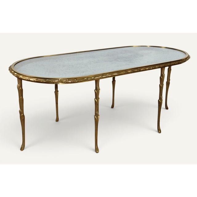 1950s Coffee Table in Gilt Bronze and Aged Mirror from Baguès, 1950s For Sale - Image 5 of 18