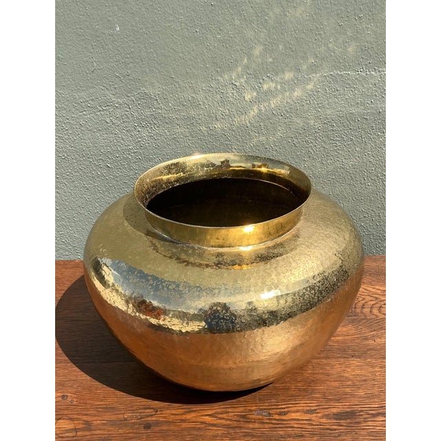 Vintage Hammered Brass Vase For Sale - Image 13 of 16