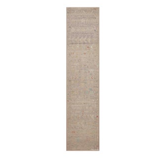 Nazmiyal Collection Tribal Geometric Soft Neutral Pastel Color Modern Runner Rug For Sale