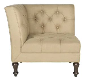Tufted Corner Chair in Antique Gold & Espresso
