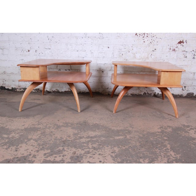 Heywood Wakefield MidCentury Modern Solid Maple Corner End Table
